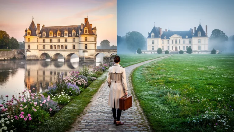 Vue réaliste des châteaux-hôtels de Chenonceaux et Cheverny pour choisir où dormir au château