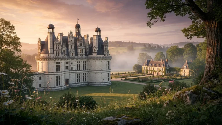 Paysage 8K de Chambord et Beauregard au coucher de soleil, châteaux français, art de vivre et découverte